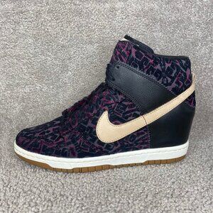 Nike Dunk Sky Hi Black Purple Tribal Hidden Wedge Shoes 585560-001 Womens US 9.5
